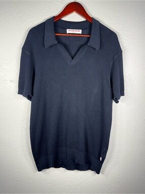 Orlebar Brown Men's Navy V‑Neck Short Sleeve Knit Sweater